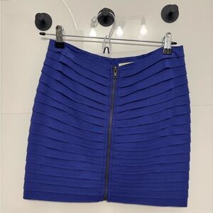 Silence + Noise Blue Pleated Mini Pencil Skirt